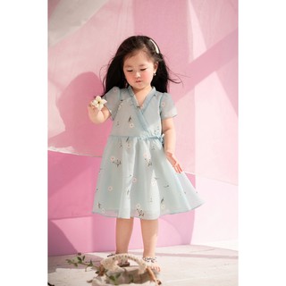 Váy cho bé gái babydoll tơ sống màu xanh_EBD031XD_Chun Chin