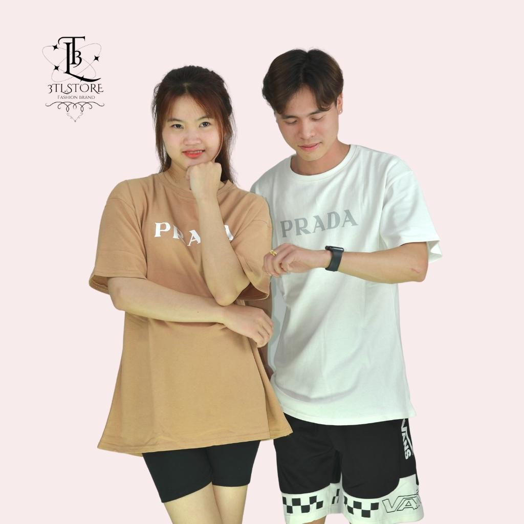 Áo Thun Prada Nam Nữ Unisex Form Rộng Tay Lỡ, Áo Phông 3158 Cotton 100% Cao Cấp PA01