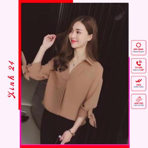 Áo sơ mi nữ công sở tay nơ điệu đà Xinh24