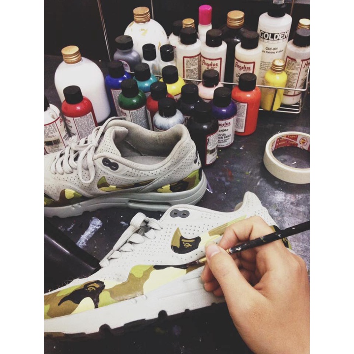 [COMBO màu vẽ] Bộ màu vẽ angelus chuyên customs giày sneaker 2 màu đen trắng