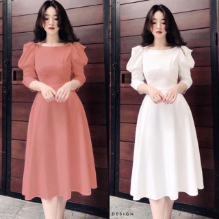 Đầm dự tiệc dáng xoè tay phồng dịu dàng nữ tính giá rẻ kèm ảnh thật