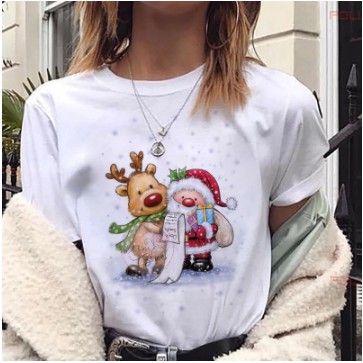 Áo thun nam nữ in hình tuần lộc NOEL- Áo thun cổ tròn tay ngắn thời trang nhiều mẫu
