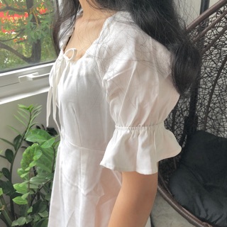 [ ẢNH THẬT ] VÁY TRẮNG TAY BÈO