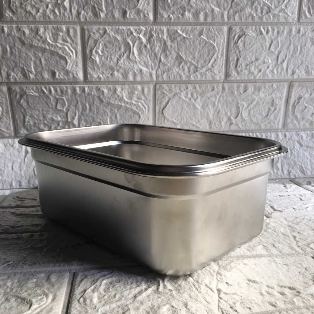 Khay inox đựng thực phẩm lưu trữ kho đông lạnh, có nắp. Dung tích từ 600ml -7000ml | BigBuy360 - bigbuy360.vn