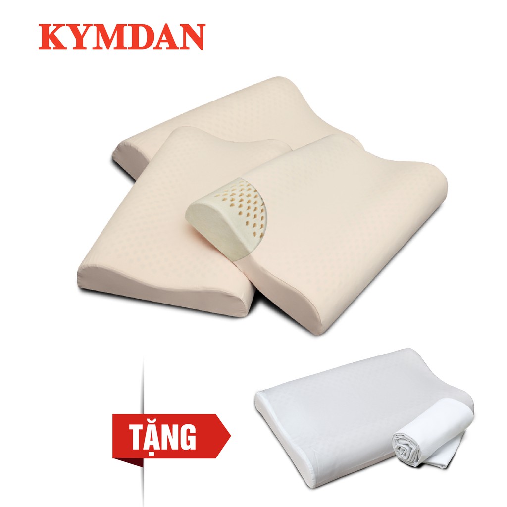 Combo 3 gối cao su thiên nhiên KYMDAN Pillow Glory Air - tặng 1 gối cùng loại và tặng vỏ bọc gối cùng loại