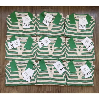 ÁO LEN KẺ XANH MONGTOGHI CỔ