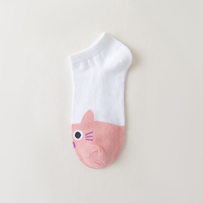 Set 5 đôi tất nữ ngắn cổ chủ đề mèo hồng siêu xinh BAG U TATMIX078-meohong