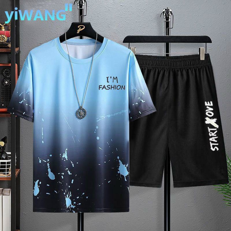 Đồ bộ thể thao nam mặc nhà,Bộ thun lạnh mẫu hè 2022 loang màu hoạ tiết in chữ I'm fashion thời trang hàn