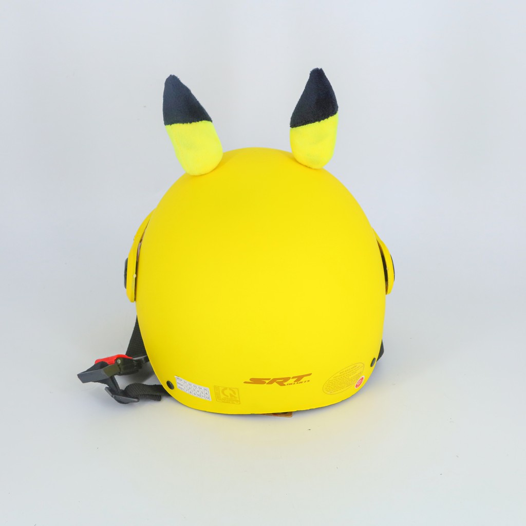 Mũ bảo hiểm trẻ em SRT - hình Pikachu vàng - Có tai và kính - cao cấp