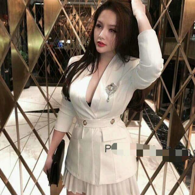SET ÁO VEST VIỀN PHI + CHÂN VÁY XẾP LY