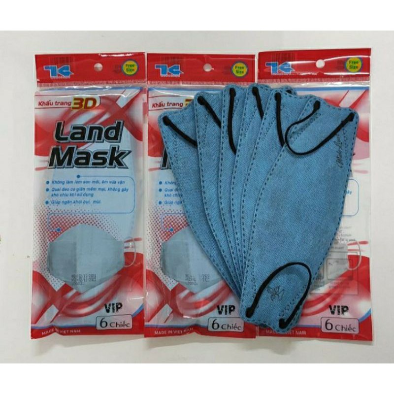 Khẩu Trang 3D Land Mask ( 1 Túi 6 Chiếc) Hàng CTy Chính Hãng Wide Land Loại 4D KF94 | BigBuy360 - bigbuy360.vn