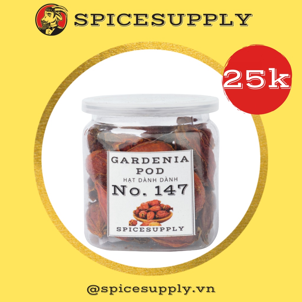 Gardenia Pod - Hạt dành dành SPICESUPPLY Việt Nam hạt chi tử khô dùng nấu ăn và tạo màu Hũ 50g