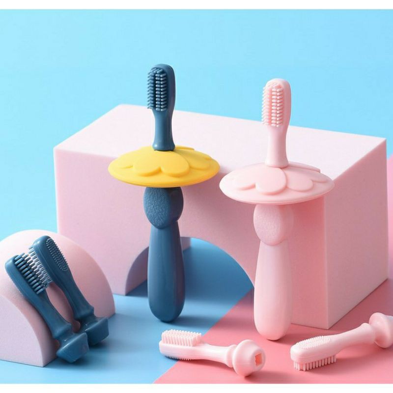 Set 3 bàn chải silicone cho bé mới bắt đầu đánh răng