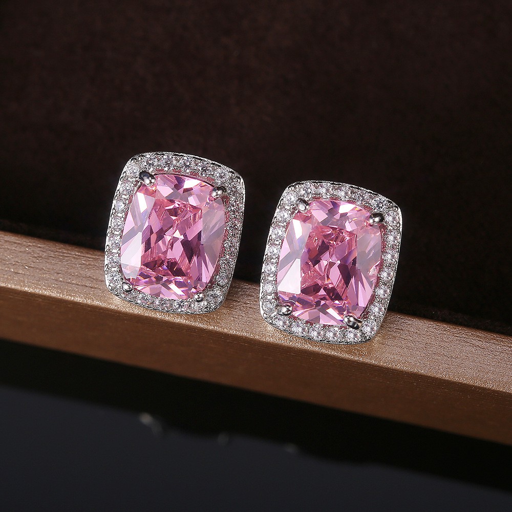 Bông tai đính đá zircon hình vuông thời trang dành cho nữ