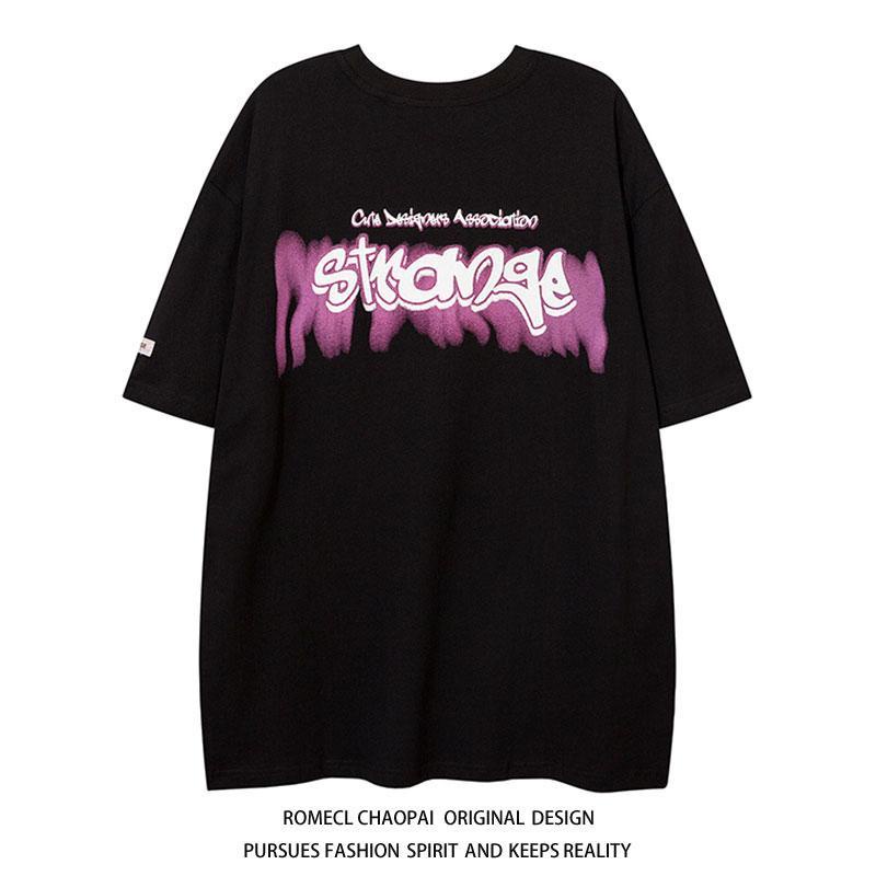 Áo phông tay ngắn dáng rộng phong cách đường phố Hip Hop kiểu Mỹ cho nam và nữ