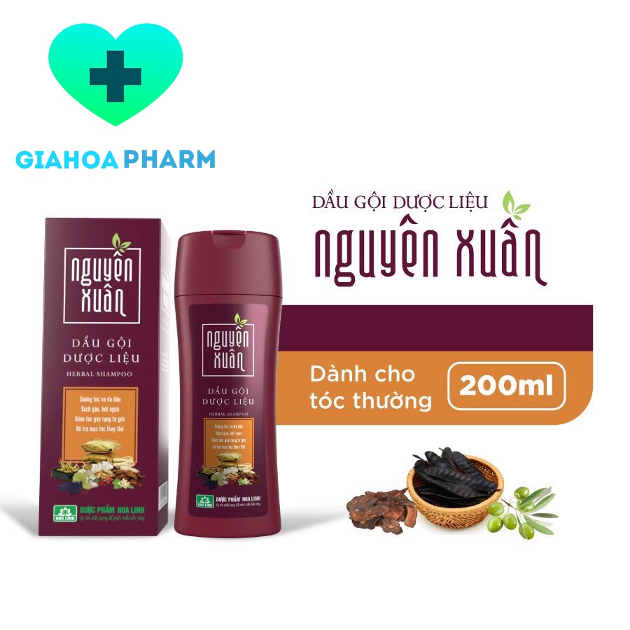 Dầu gội dược liệu Nguyên Xuân - Chai 200ml  - Giảm gàu, ngứa, bết, rụng tóc, giúp dưỡng tóc