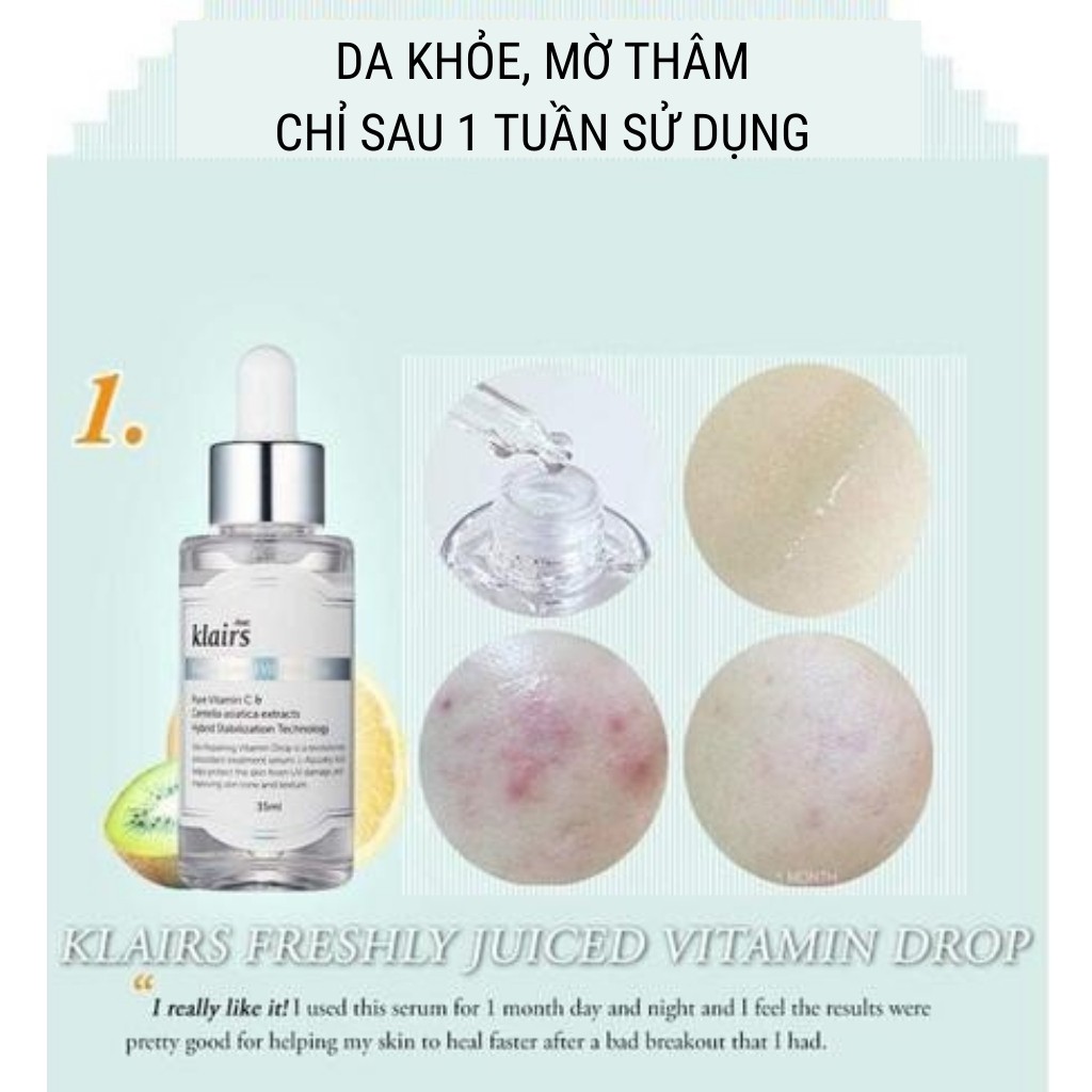 Serum trắng da SR201019 KLAIRS Freshly Juiced Vitamin Drop Mờ Thâm Nám Sáng Da (35ml) Ảnh Thật