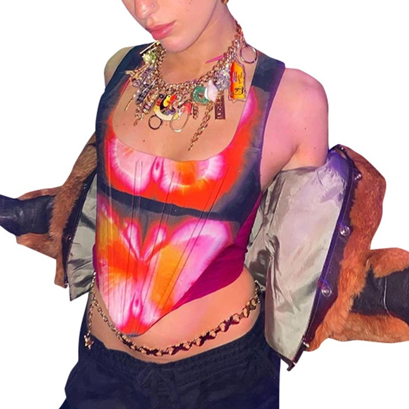 Áo Lửng Sát Nách In Họa Tiết Bươm Bướm Thời Trang Quyến Rũ Cho Nữ