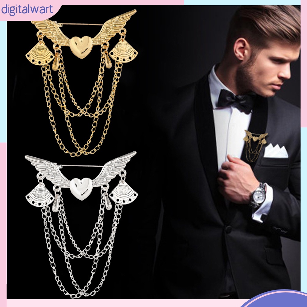 Ghim cài áo dáng dài thiết kế cánh thiên thần phong cách retro