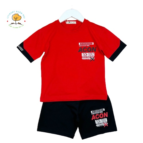 Hàng Hè: Bộ Bé Trai Thiết Kế Kiểu Cách In Chữ Acon BCTBT07 Thương Hiệu Litibaby, Size Từ 3 Đến 9, Dành Cho Bạn Từ 13kg Đ