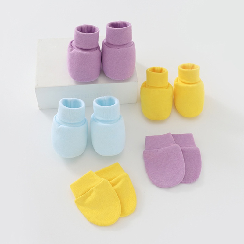 Set 2 Đôi Găng Tay Cotton Mềm Bảo Vệ Mặt Chống Trầy Xước Cho Bé Sơ Sinh