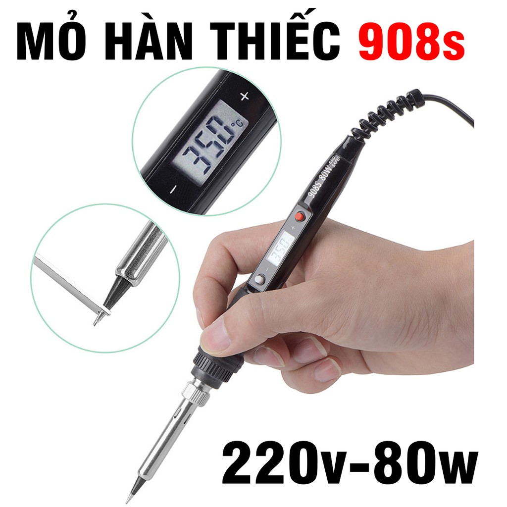 Mỏ hàn thiếc 80W điều chỉnh được nhiệt độ có màn hình LED hiển thị nhiệt độ
