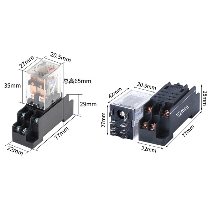 Relay trung gian, relay 12V10A 8 chân, rơ le trung gian, rơ le 12V 8 chân, relay omron