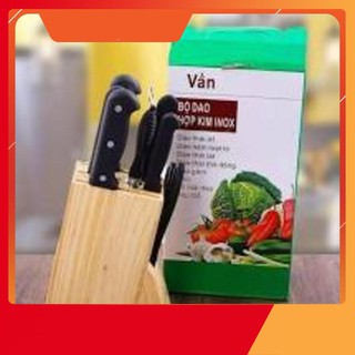 Bộ dao kéo hợp kim Inox 8 món kèm hộp gỗ tiện lợi [BAOBELLLA7766]] [quocbao.bella] [olala.store_219]