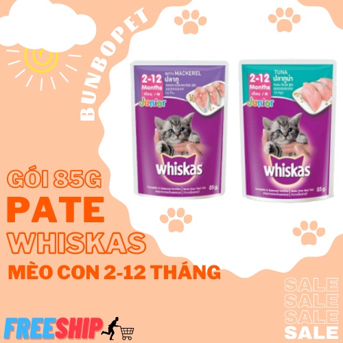 Pate Whiskas Mèo Con Gói 80g - Pate Cho Mèo Con Cá Ngừ Và Cá Thu