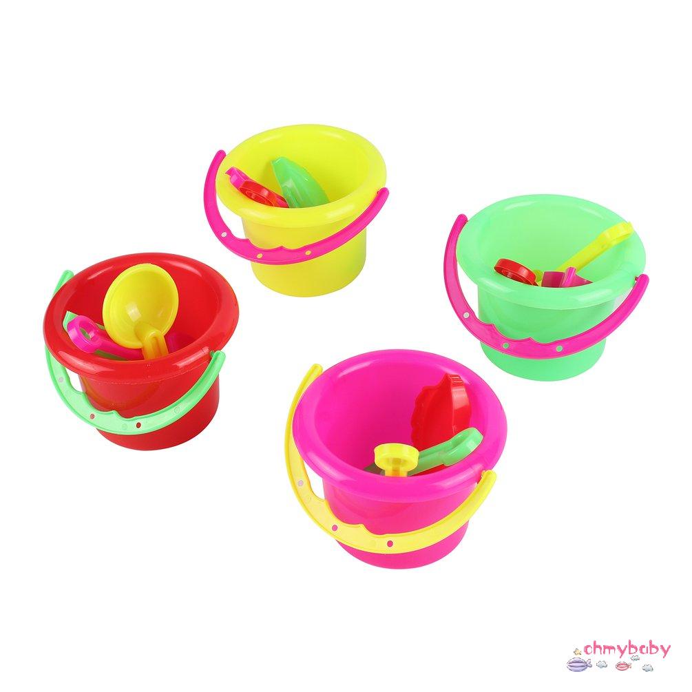 【OMB】 4pcs Mini Beach Toys Set Bucket Shovel Rake Beach Sand Play Toys For Kids