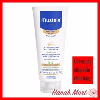 Sữa dưỡng da cho trẻ sơ sinh và em bé da khô Mustela -  Nourishing Lotion With Cold Cream 200ml,Pháp