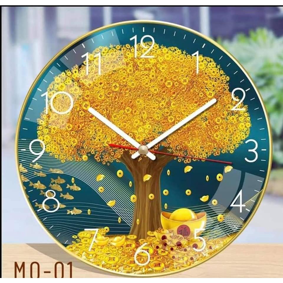 {New}- Đồng hồ tròn sang trọng hiện đại- vừa decor trang trí, vừa xem giờ- động cơ kim trôi, chạy êm không gây tiếng ồn