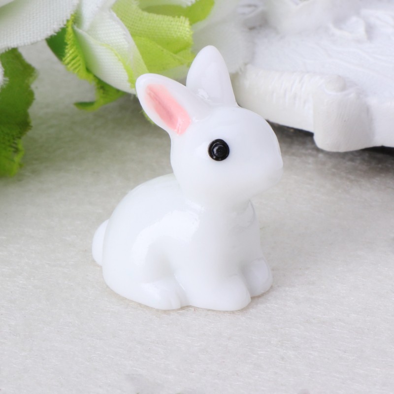 Đồ trang trí thỏ trắng bằng nhựa Resin trang trí sân vườn DIY