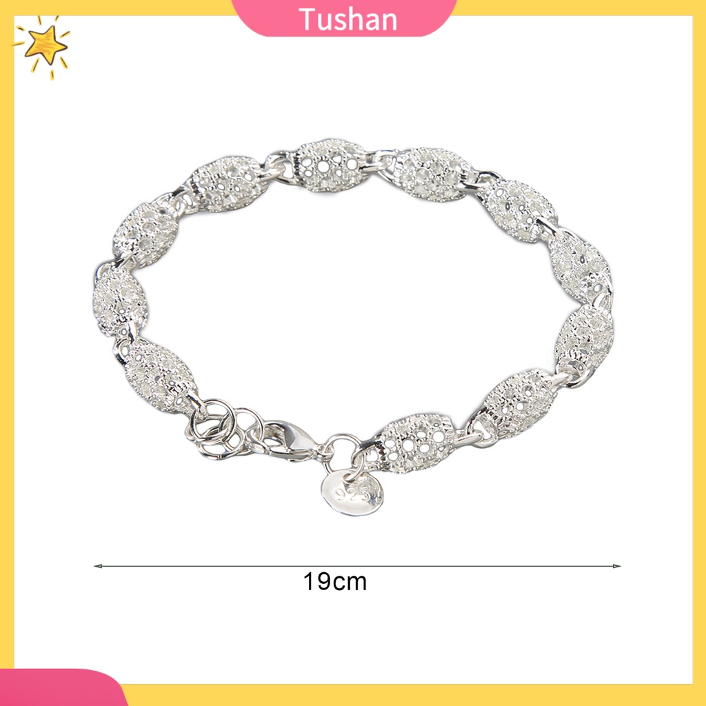 Vòng tay mạ bạc 925 dạng dây xích đính đá xinh xắn