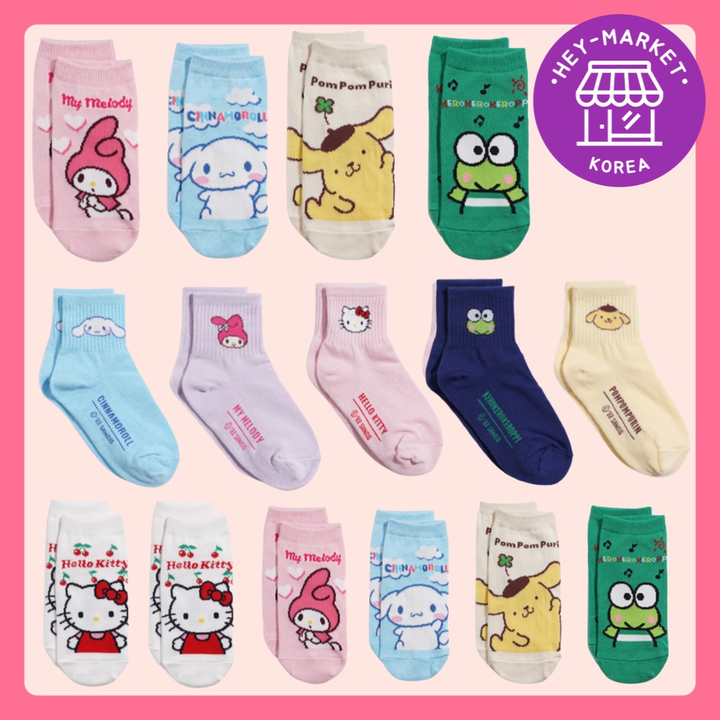 Chất Lượng Cao! ✨Nhân Vật Trẻ Em Vớ 2 Cặp 1 Bộ✨ Sanrio / Hello Kitty / My Melody / Pompompurin / Kerokerokeropi