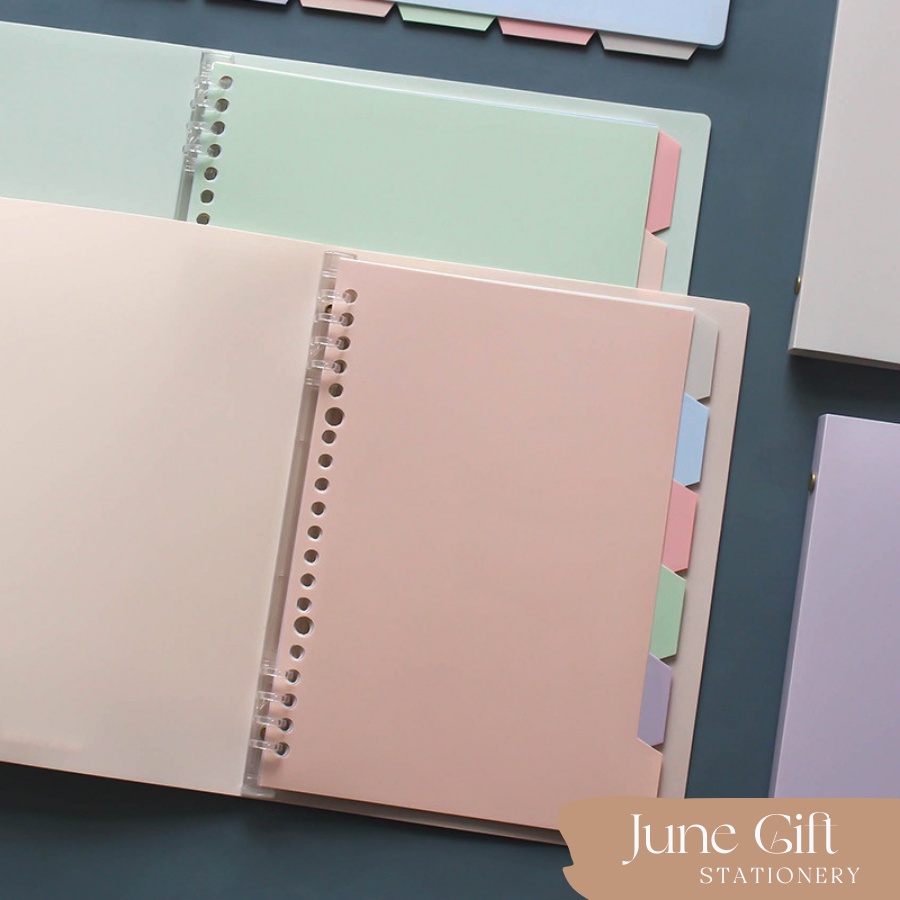 Sổ còng nhựa bìa nhựa dẻo 100 trang size A5/B5 20/26 lỗ bìa màu pastel ghi chép nội dung học tập, viết nhật ký