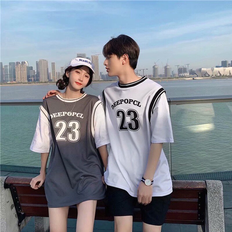 Áo thun tay lỡ form thụng Unisex, Áo phông phối tay số 23 dáng rộng