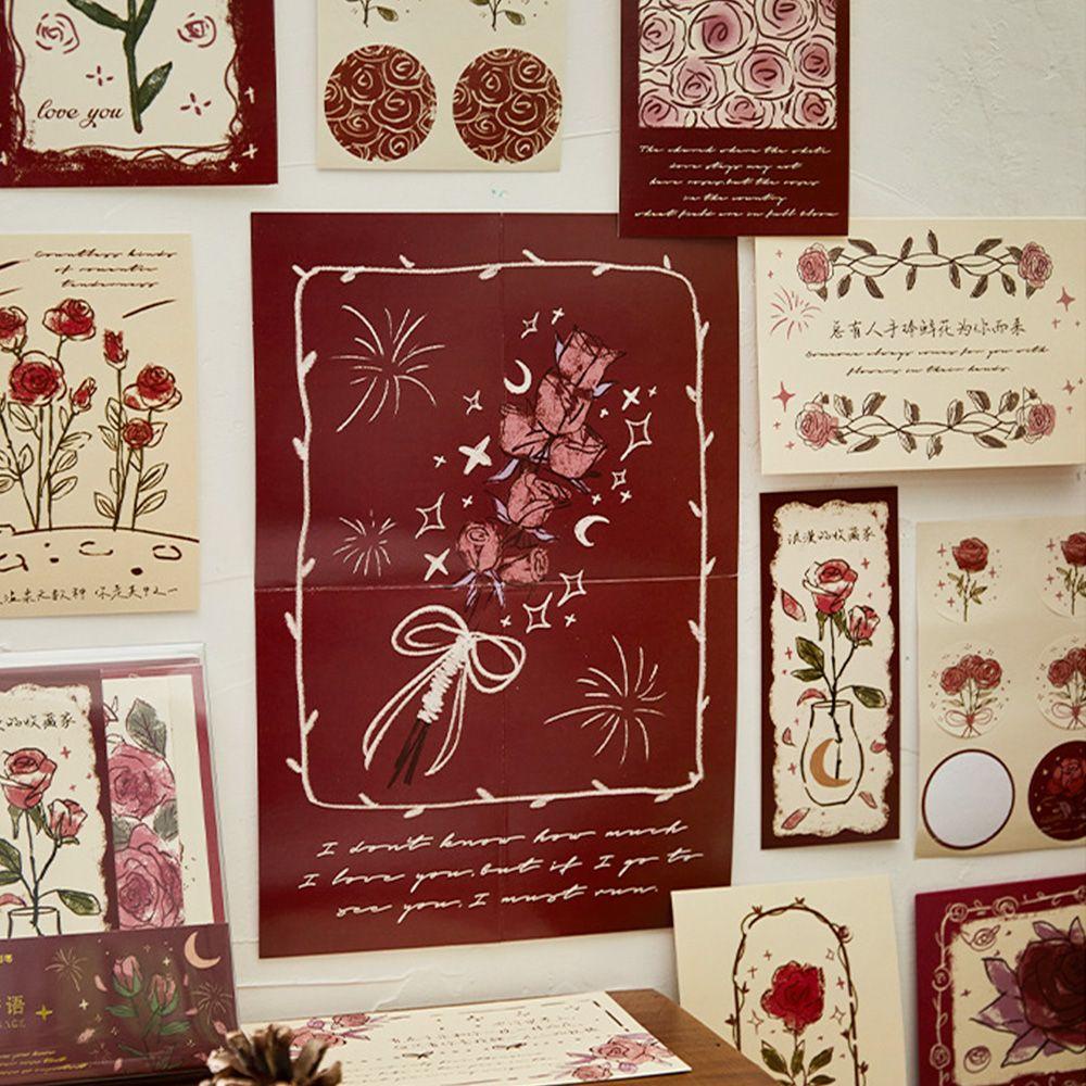 Bộ 20 Tấm Sticker Dán Trang Trí Hình Hoa Tulip Và Hoa Hồng DIY