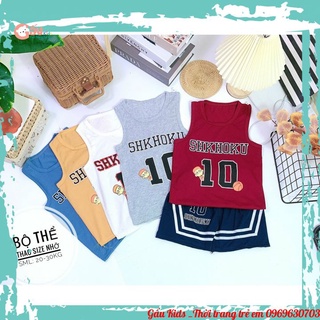 Bộ thể thao bé trai gấu kids bộ thể thao sát nách thể thao cotton
