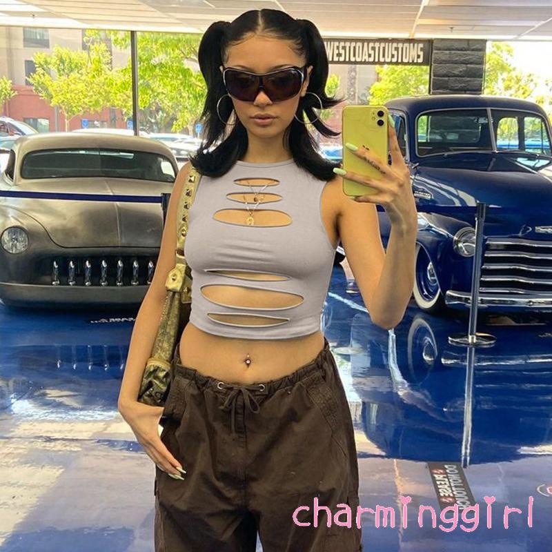 Chm-áo Ba Lỗ Ôm Dáng Màu Trơn Trang Trí Cho Nữ
