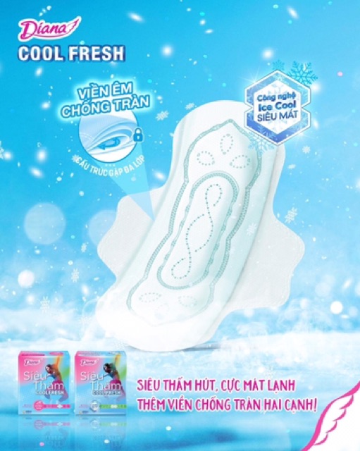 [Chính Hãng] Lốc 6 gói Băng Vệ Sinh Diana Sensi Cool Fresh siêu mỏng cánh 23cm (8 miếng)