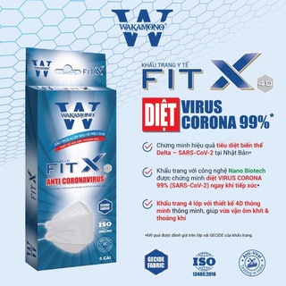 Khẩu Trang Wakamono 4D Fit X (4 lớp, Hộp 5 cái)