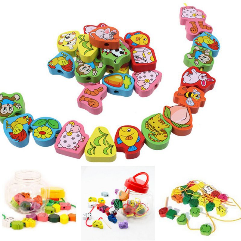 Đồ chơi xỏ dây 25 chi tiết bằng gỗ dành cho em bé