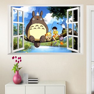 Miếng dán tường hình hoạt hình Hàng xóm của tôi là Totoro 3D, dễ chùi rửa