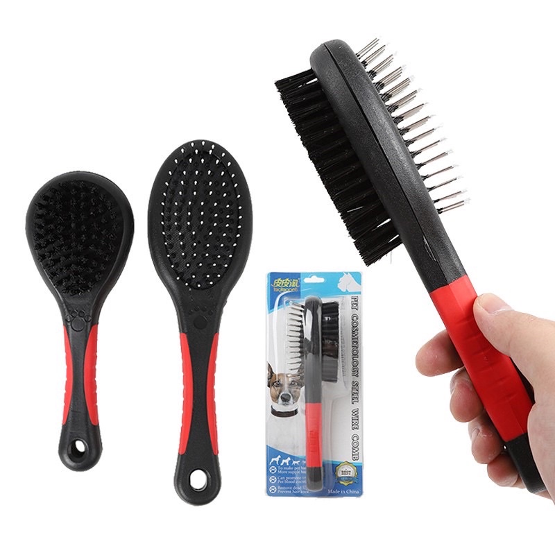 LƯỢC CHẢI LÔNG CHÓ LƯỢC 2 ĐẦU MATXA CHO CHÓ MÈO
