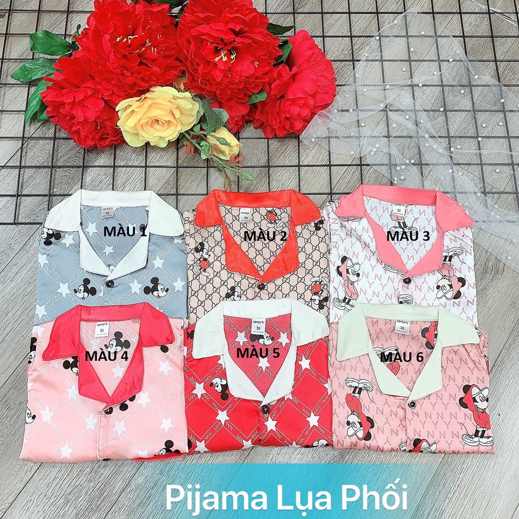 Bộ pijama lụa dài tay xinh yêu cho bé gái - bplm