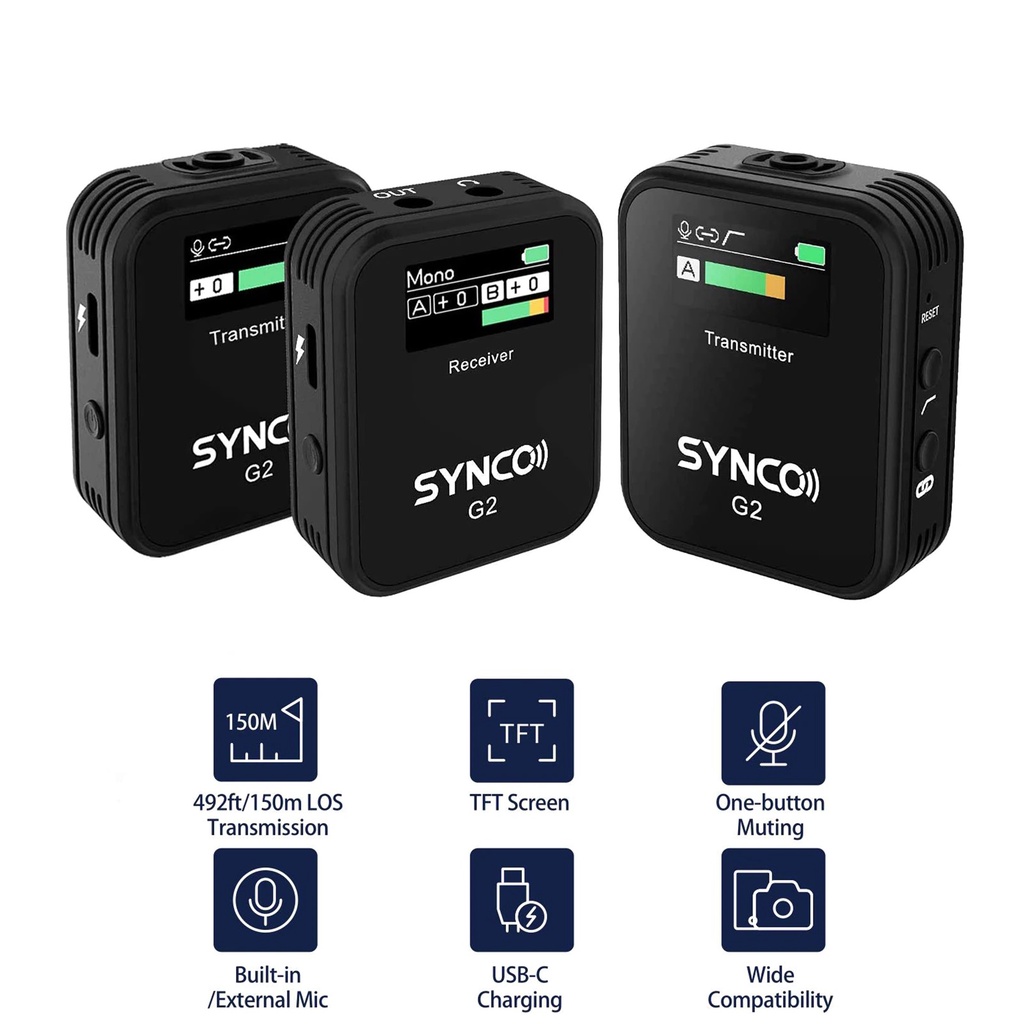 Micro cài áo không dây Synco G2 A2 - Micro quay vlog, review, phỏng vấn, livestream chuyên nghiệp
