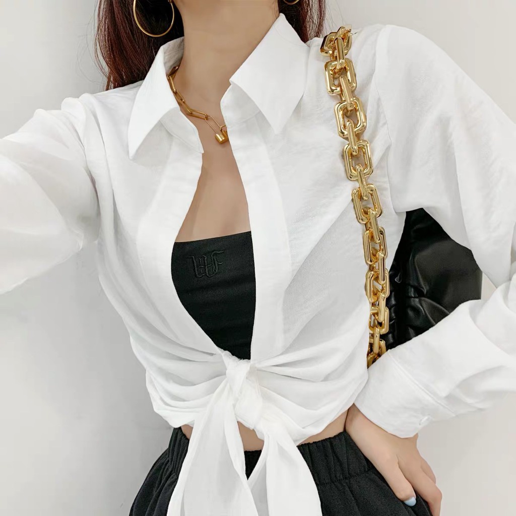 (LOẠI 1) Set áo trắng cột eo
