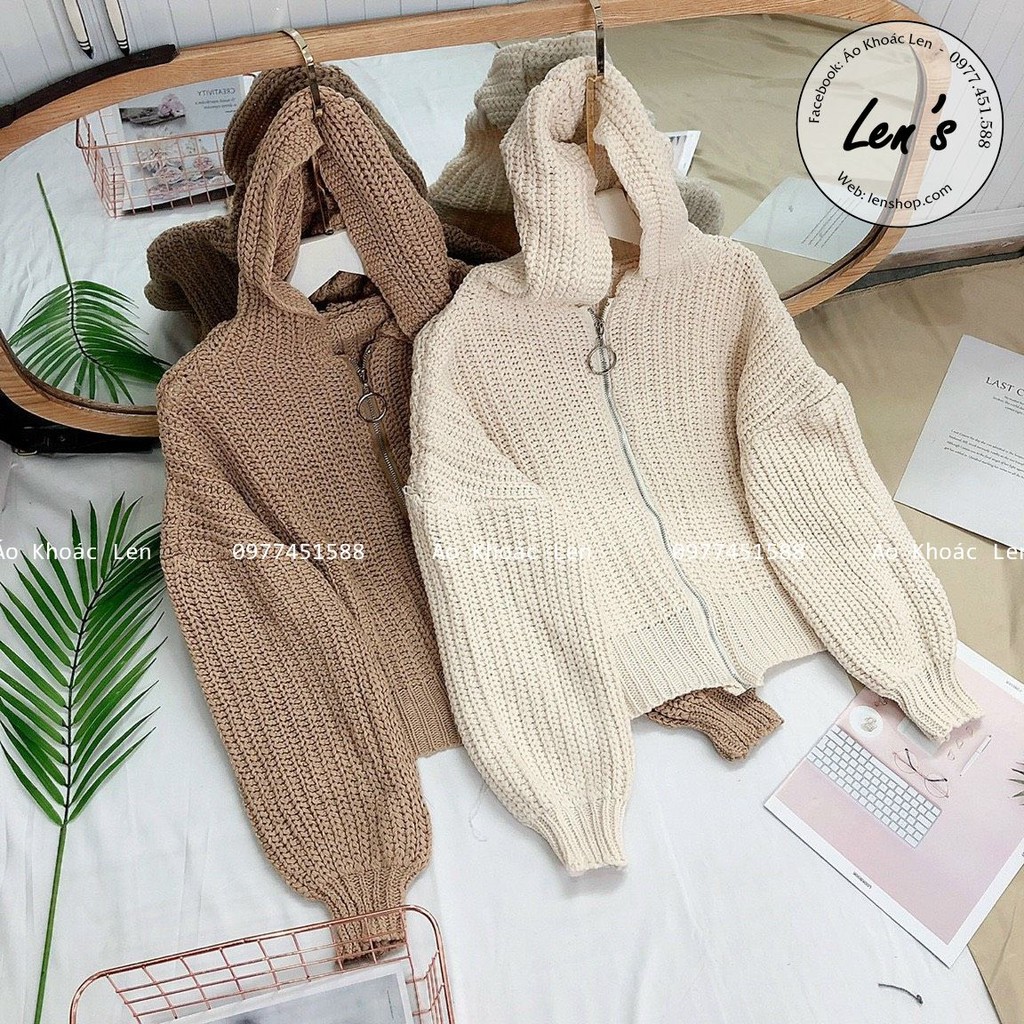 Áo Khoác Len Có Nón Len Dày, Áo Khoác Len Nữ