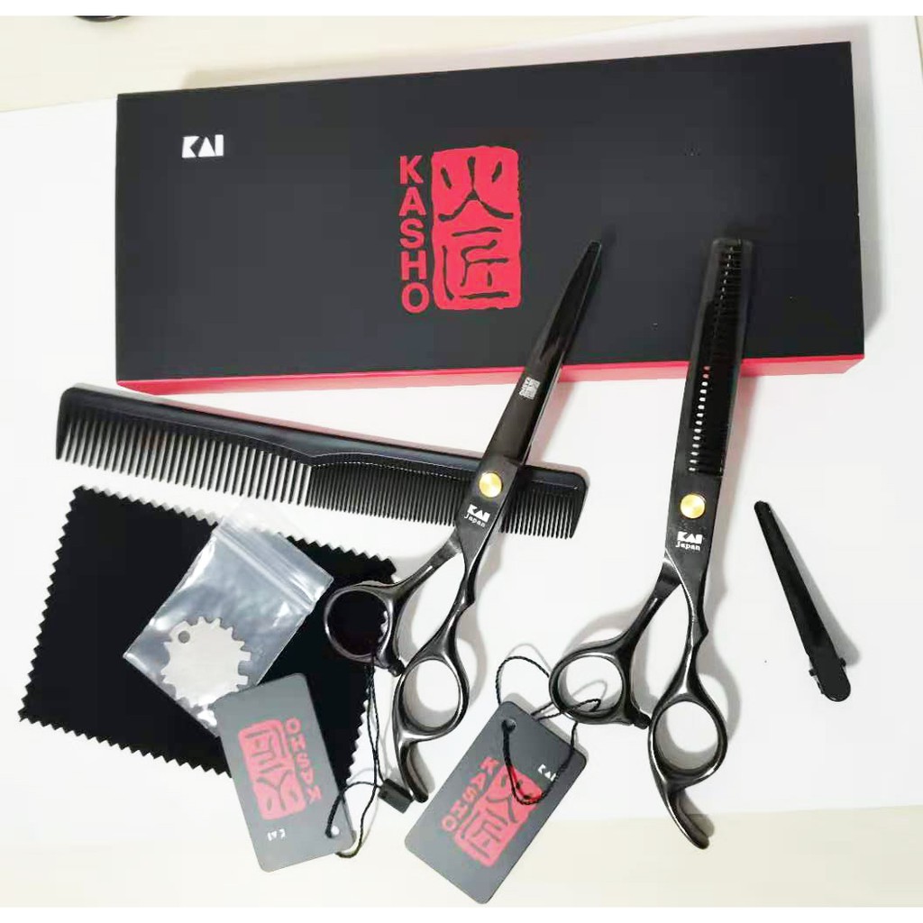 Kéo làm tóc Kasho chuyên nghiệp bằng thép không gỉ 440 Nhật Bản màu đen